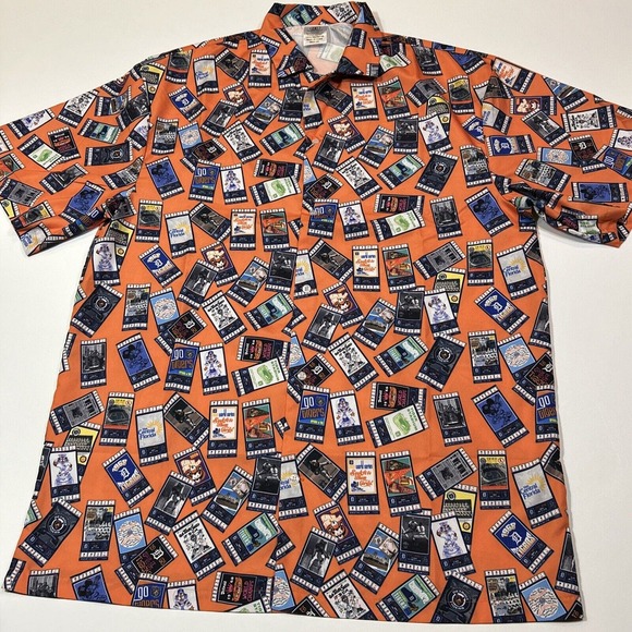 Detroit Tigers Shirt Adult 2XL XXL Orange Ticket AOP Button Up MLB Baseball Men - Picture 2 of 11